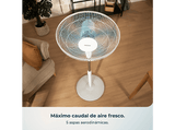 Ventilador de pie - Cecotec EnergySilence 515 WindLite Pro, 3 velocidades, Oscilación automática, 5 aspas aerodinámicas y máxima seguridad, Blanco