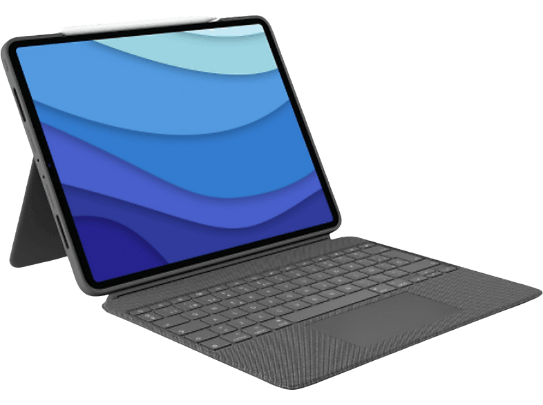Funda con teclado - Logitech Combo Touch, Para iPad Pro 12.9 inch (5.ª  gen 2021 - 6.ª  gen 2022), Smart Connector, Gris