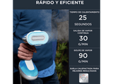 Plancha de vapor vertical - Rowenta Pure Tex DR9530D1, 1700 W, 0.2 l, 90 g/min, Suela cerámica, Azul y Blanco