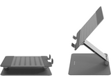 Soporte elevador - Hyper HS1150GYGD, Para MacBooks, tablets y portátiles de hasta 16, Piezas Silicona Antideslizante, Gris Espacial