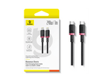 Cable USB - Baseus Dura, Tipo-C a Tipo-C, 100 cm, 240W, Carga rápida, Ultrarresitente, Negro y Rojo