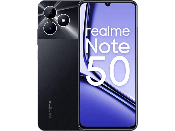 Móvil - realme Note 50, Midnight Black, 128 GB, 4GB, 6.7" HD+, Unisoc T612, 5000 mAh, Android