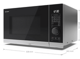 Microondas con grill - SHARP YC-PG284AE-S, 900 W, 10 Niveles de Potencia, 28 l, Inox