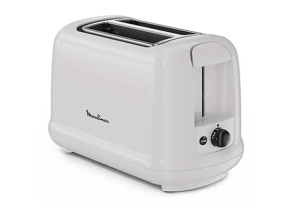 Tostadora - Moulinex Simpleo LT160B, 850 W, 2 ranuras, 7 niveles tostado, Palanca de elevación, Bandeja recogemigas, Modo descongelar, Marfil