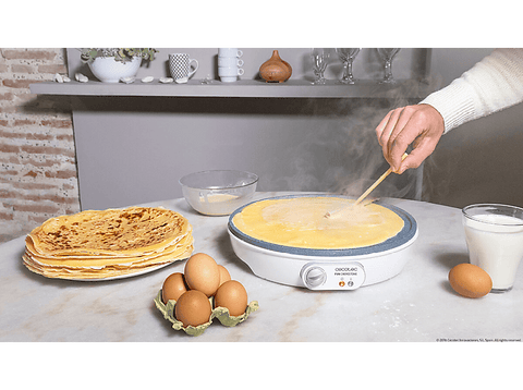 Crepera - Cecotec Fun Crepestone, 1000 W, 30.5cm, Revestimiento RockStone, Libre de PTFE y PFOA, Blanco