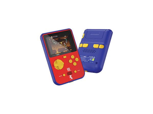 Consola retro portátil - Koch Media HyperMegaTech Rare Super Pocket, Pantalla LCD 2.8", Hasta 4h de autonomía, USB-C, Rojo y azul