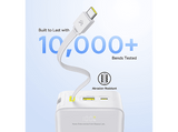 Powerbank - Baseus EnerFill Bipow 2 Pro, 30000mAh, 22.5W, Con cable retráctil Tipo-C, Carga bidireccional y simultánea, Pantalla inteligente, Blanco