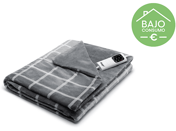 Manta eléctrica - Daga Relax Suave, 150 W, 6 Niveles temperatura, Gris oscuro