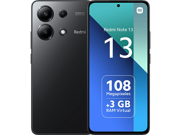 Móvil - Xiaomi Redmi Note 13, Midnight Black, 128 GB, 6 GB RAM, 6.67" AMOLED FHD+, Snapdragon 685, 5000 mAh, Android