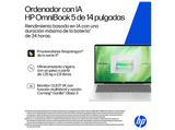 Portátil - HP OmniBook 5 NGAI 14-he0000ns Copilot+ PC, 14 2K, Snapdragon X1-26-100 45 TOPS, 16GB RAM, 512GB SSD, Gráficos Adreno™, W11 Home, Plata