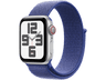 Apple Watch SE (2024), GPS + Cellular, 44 mm, Caja de aluminio Plata, Vidrio delantero Ion-X, Correa Loop deportiva Azul nube