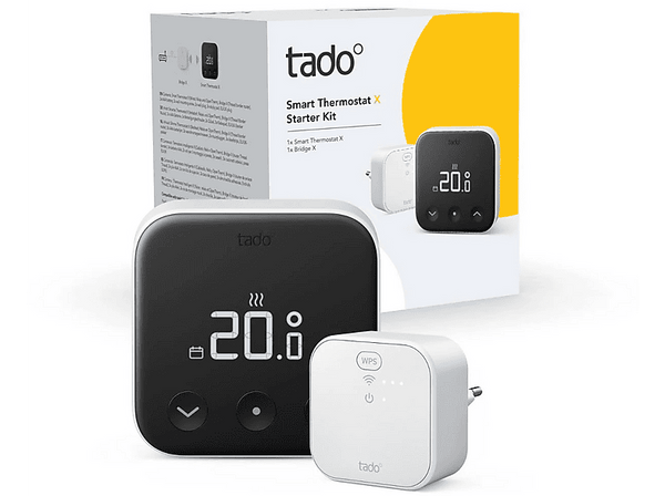 Termostato - Tado Inteligente X, Cableado, Compatible con la mayoría de Calderas y Bombas de calor, Negro/Blanco
