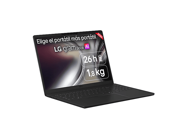 Portátil - LG Gram 16U55U-G.AU75BN, 16" WUXGA Copilot+ PC, AMD Ryzen™ AI 7 445 50 TOPS, 16GB RAM, 512 GB SSD, Windows 11 Home, Sin cargador