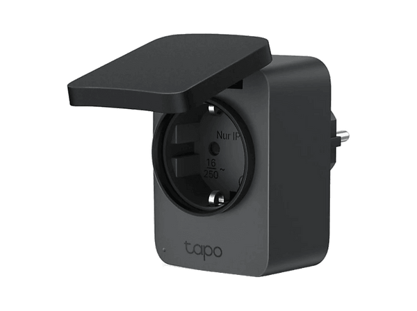 Enchufe inteligente - TP-Link Tapo P410M, iOS y Android, Wifi, Control por Voz, Protección IP54, Negro