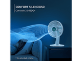 Ventilador de sobremesa - Rowenta VU2740, 22 W, 4 velocidades, 32 dB, Oscilación automática, Compacto, Blanco