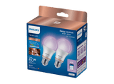Bombilla inteligente - WiZ  PHI WFB 60W A60 E27 822-65 RGB 2PF/6, Control inalámbrico, Luz blanca y suave regulable, Blanco