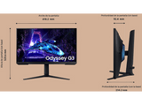 Monitor gaming - Samsung Odyssey G3 LS27DG304EUXEN , 27  Full-HD, 180 Hz, 1 ms, IPS, Ajustable altura, Negro