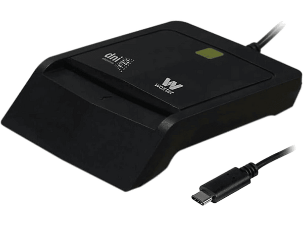 Lector DNI electrónico - Woxter PE26-171, USB-C, Compatible Smart Cards, DNI 3.0 y 4.0, Negro