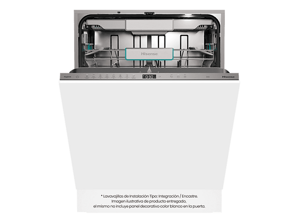 Lavavajillas integrable - Hisense HV673A65, 16 servicios, 7 programas, 59.8 cm, Tercera Bandeja, Wi Fi, Sin Panelar