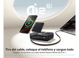 Docking station - Baseus NOMOS 5 en 1, Con carga inalámbrica Qi2, 140W, Cable retráctil y pantalla digital, 5 dispositivos a la vez, Universal, Black