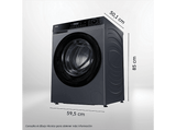 Lavadora carga frontal - Haier HW90-BP14357GTUS, 9kg, 1400 rpm, 15 Programas, Opción Vapor, Inverter, Inox