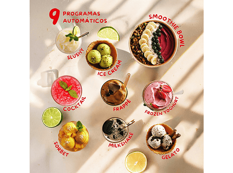Heladera - Moulinex Dolci, 9 Programas de postres helados, 3 tarrinas de tritán, 1,4 L, 600W, Resultados cremosos, Autolimpieza, Blanco