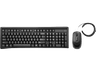 Pack Teclado + Ratón -  HP 160, Cable, USB, LED, Negro