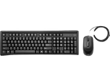 Pack Teclado + Ratón -  HP 160, Cable, USB, LED, Negro