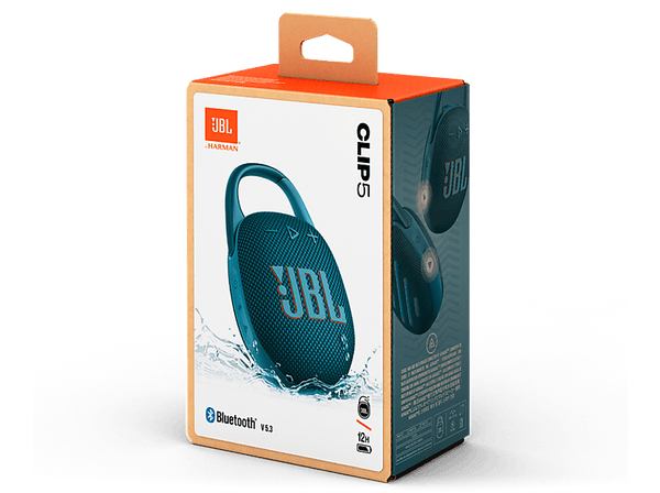 Altavoz inalámbrico - JBL Clip 5, 7 W, Bluetooth, 12 h Autonomía, Resistente al Agua, Wireless, Blue