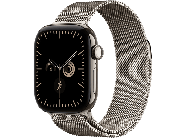 Apple Watch Series 12 (2026), GPS+CEL, 46mm, Caja de titanio Natural, Correa Milanese Loop Natural, Talla S/M, Siri AI
