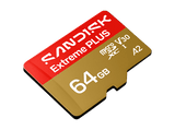 Tarjeta Micro SD - SANDISK Extreme PLUS, 64 GB, Hasta 200 MB/s de lectura, 5K y 4K UHD, V30, A2, U3, UHD-I, Adaptador SD, Oro