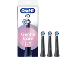 Recambio para cepillo dental - Oral-B iO Gentle Care, Pack de 3 unidades, Para encías sensibles, Negro