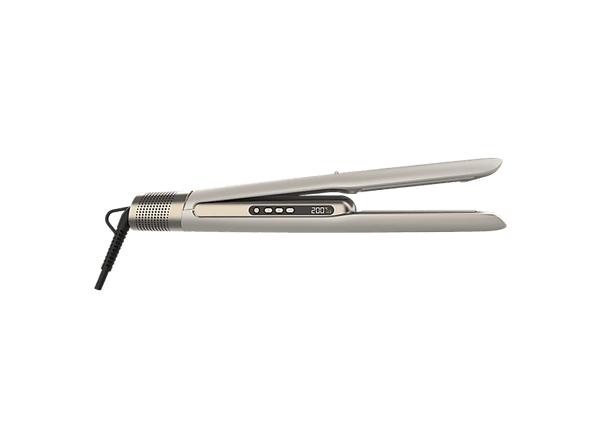 Plancha de pelo - Cecotec Air Lisse, Con aire, Revestimiento cerámica, 1600 W, Tecnología Iónica, Keratina y aceite argán, 3 Modos, Champagne