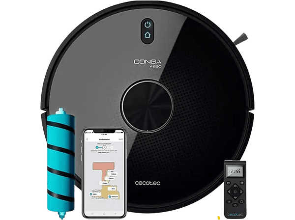 Robot aspirador - Cecotec Conga 4690 Ultra, 2700 Pa, 300 min, APP Control, Room Plan 2.0, 64 dB, Negro