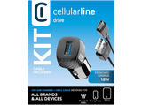 Cargador coche - CellularLine Car Charger Kt 18W, Carga rápida, Universal, Negro