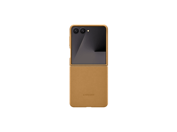 Funda móvil -  Samsung, Para Samsung Galaxy Z Flip7, Cuero Vegano, Marrón Oscuro