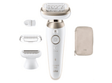 Depiladora - Braun Silk·épil 9 Flex 9-030 3D, En seco y en mojado, Cabezal flexible en 3D, Piel suave duradera, 2 accesorios adicionales, Oro