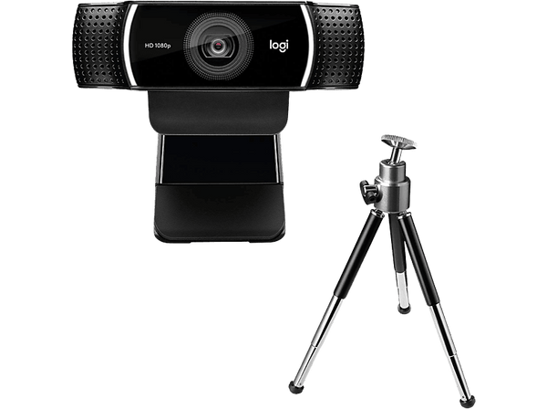 Webcam - Logitech C922 Pro Stream, Full HD, Trípode, Tecnología Personify, Micrófonos omnidireccionales, Enfoque y corrección de iluminación, Negro