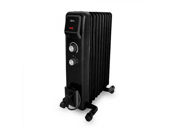 Radiador de aceite - Jata JCRA2392, 2000 W, 3 Potencias de Calor, 9 Elementos, Termostato, Estancias de 15-20 m², Negro
