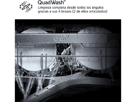 Lavavajillas - LG DF243FWS, 14 servicios, 10 programas, 60 cm, TrueSteam™, QuadWash™, Blanco