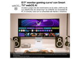 Monitor gaming - LG 34GX90SA-W, 34 WQHD 4K, 240 Hz, 0.03 ms, OLED curvo 800R, AMD FreeSync™, USB-C, Altavoces integrados, Altura ajustable, Blanco