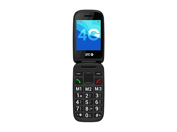 Móvil - SPC Harmony 2, 4G, Para mayores, Teclas grandes, Botón SOS, Compatible audífonos, Volumen 104dB, Radio FM, Linterna, Base de carga, Negro