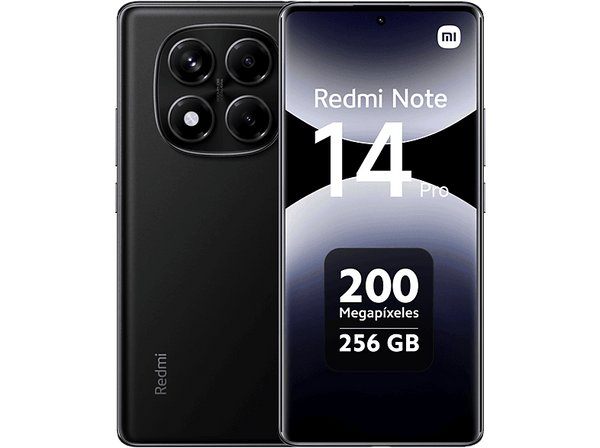 Móvil - Xiaomi Redmi Note 14 Pro, Negro medianoche, 256 GB, 8 GB RAM, 6.67" AMOLED FHD+, MediaTek Helio G100-Ultra, 5500 mAh