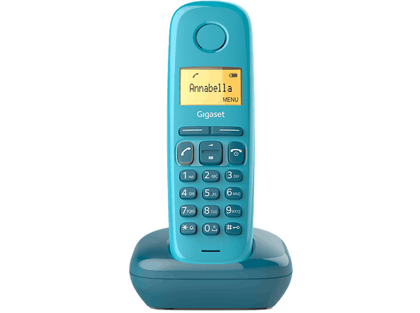 Teléfono - Gigaset A170, Single, Inalámbrico, Pantalla 1.5" iluminada, 50 contactos, Azul