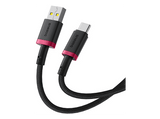 Cable USB - Baseus Dura, USB a USB-C, 100 cm, 60W, Carga rápida, Ultrarresistente, Negro y Rojo
