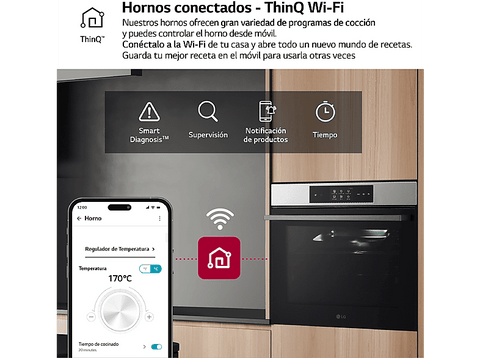 Horno a vapor - LG WS9D7651WS, Multifunción, Sistema de limpieza Blue EasyClean™, 76 L, 59.2 cm, Acero inoxidable