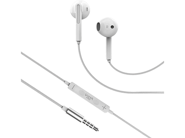 Auriculares de botón - Vieta Pro Cozy 2, Intraurales, Micrófono y control multimedia integrado, Minijack 3.5 mm, Blanco