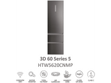Frigorífico combi - Haier 3D 60 Series 5 HTW5620CNMP, No Frost, 205 cm, 414 l, Motor Inverter, Wi-fi, Negro