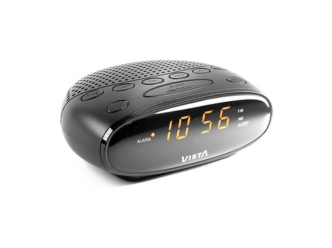 Radio despertador - Vieta VH-AL100BK, 4W, Altavoz Incorporado, Pantalla LED, Funciona a Pilas, Negro