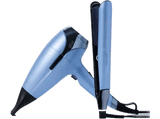 Plancha de pelo - ghd Kit Deluxe Iced, Incluye Secador y Cofre, Cerámica, 185 °C, Tecnología HD motion-responsive™, Azul Gélido